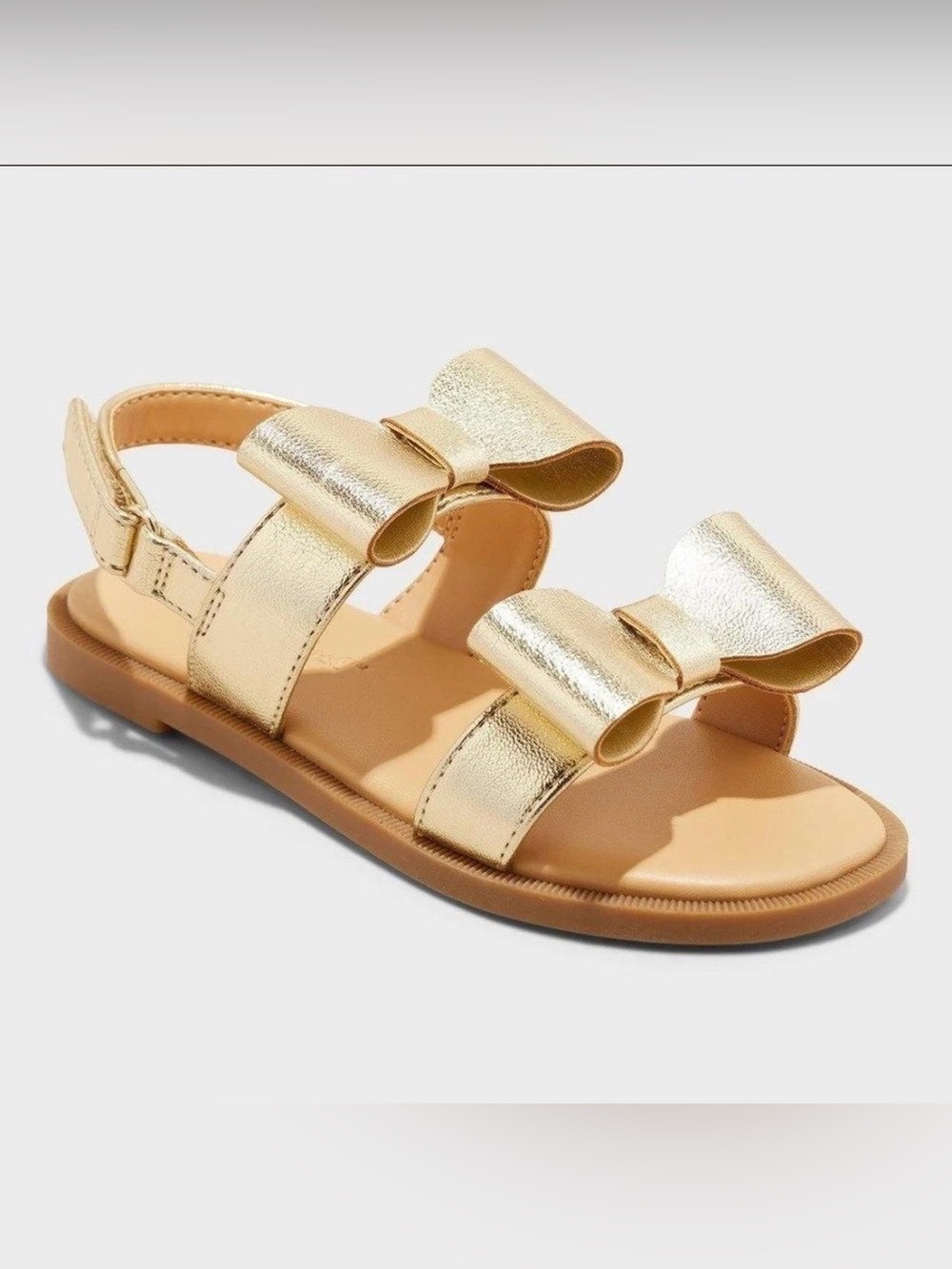 Cat & Jack Gold Bow Strappy Sandals